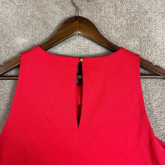Banana Republic Mini Dress Petite Size 12P Red Sleeveless Ponte Knit Ruffle Hem - Picture 10 of 12